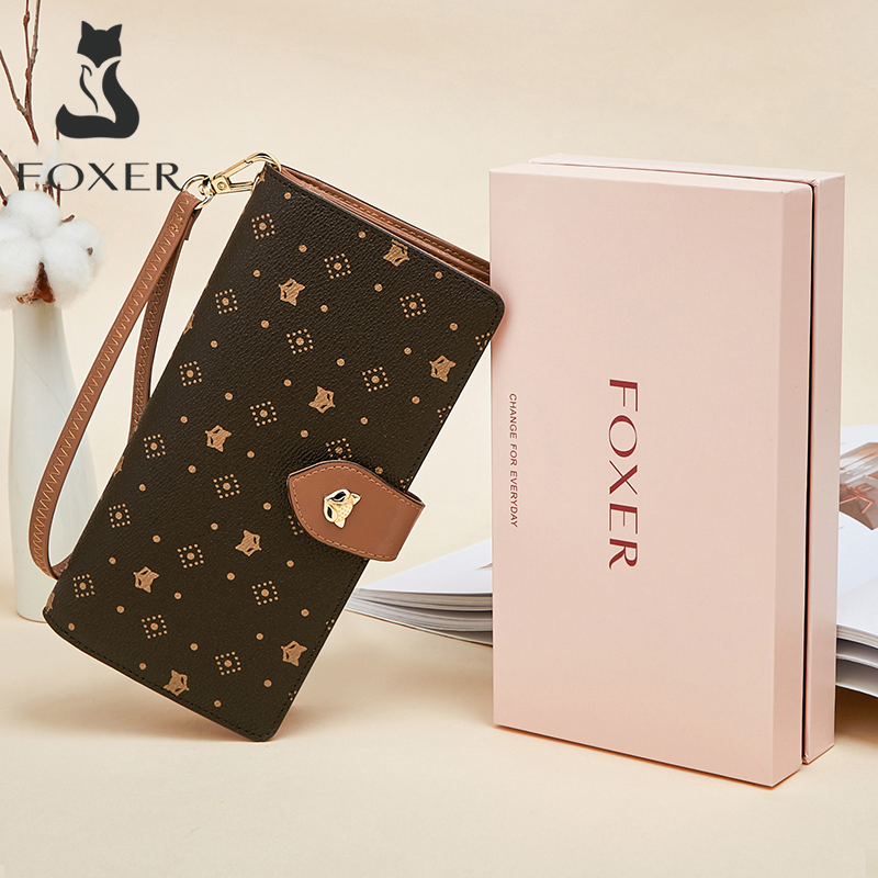 Monogram Keychain Leather - FOXER Dames Lange Portemonnee Kaart- en