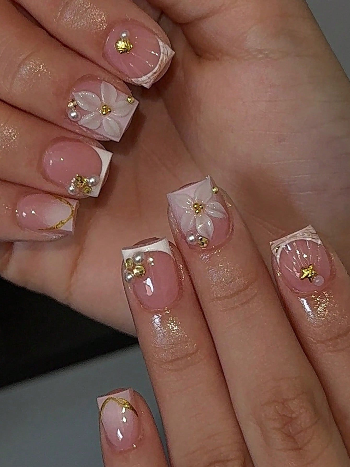 Pressed Flower Art - 24 stuks korte vierkante witte Franse