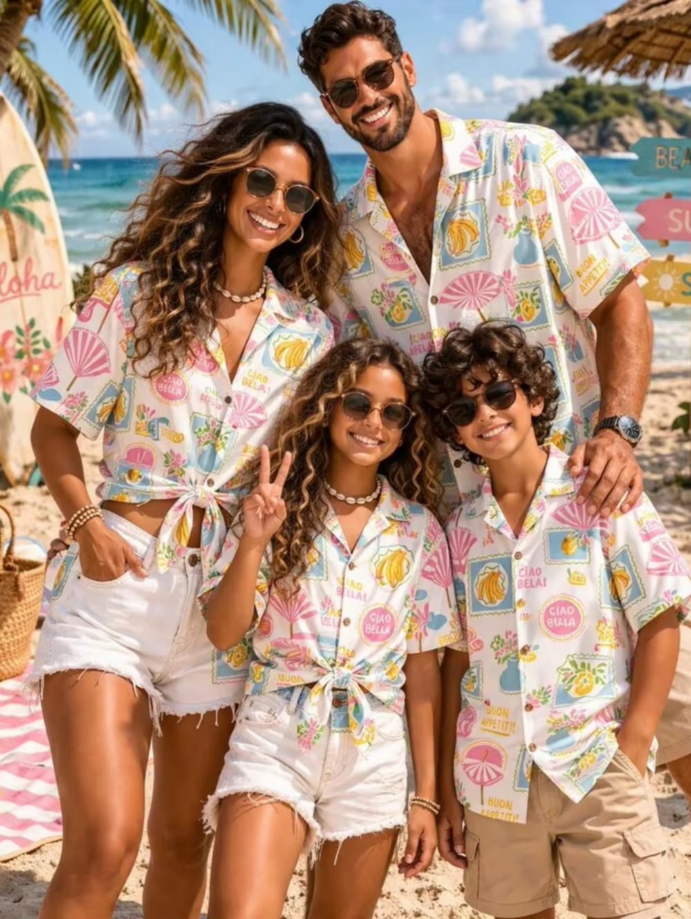 Family Tree Print - Zomer Heren Familiekleding Strand Hawaiiaans Overhemd